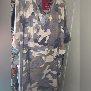 Zenana beautiful purple, gray camouflage, lounge shirt